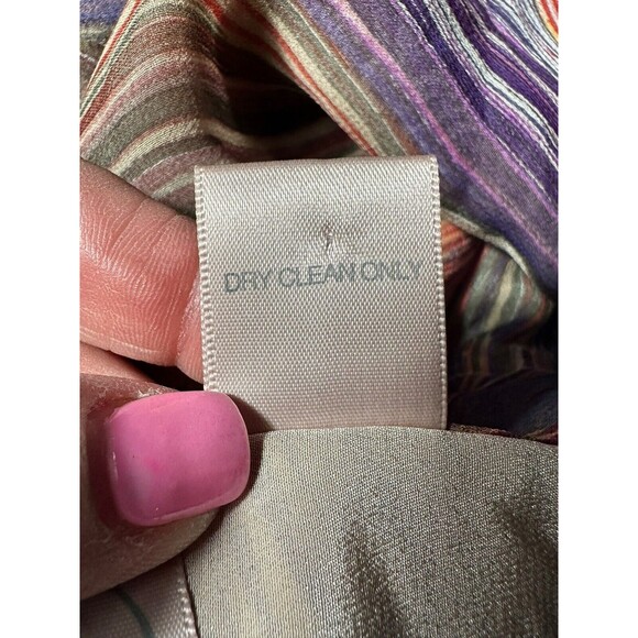 Gemma 100% Silk Dress Oversized XS Drawstring Waist Colorful Short Slv #Q9-6 - Picture 10 of 13